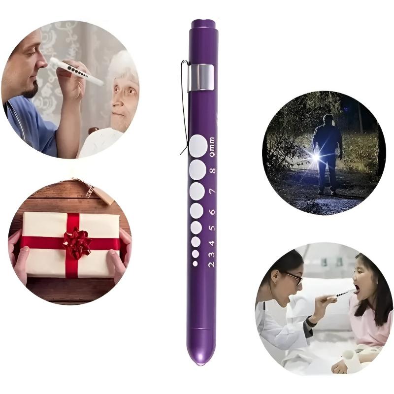 1PCS Reusable LED Medical Penlight Flashlight with Pupil Gauge Pocket Clip Pen Light Torch Lamp for Nurses Doctors Reading