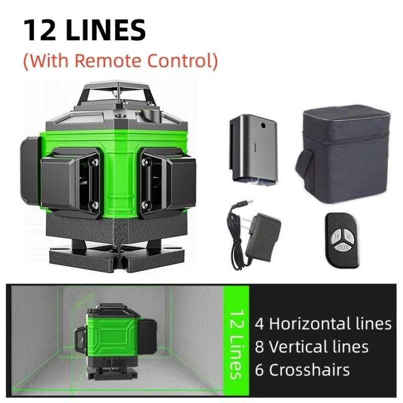 Профессиональный лазерный уровень с зелеными линиями для помещений/улицы 8/12/16 линий Высокоточный автоматический самовыравнивающийся измерительный инструмент