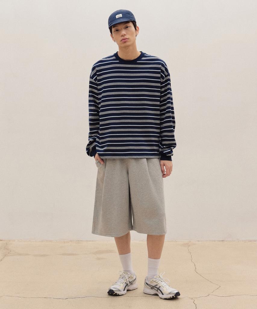 AGOD One-Pleat Carpenter Sweat Bermuda Shorts [Grey]