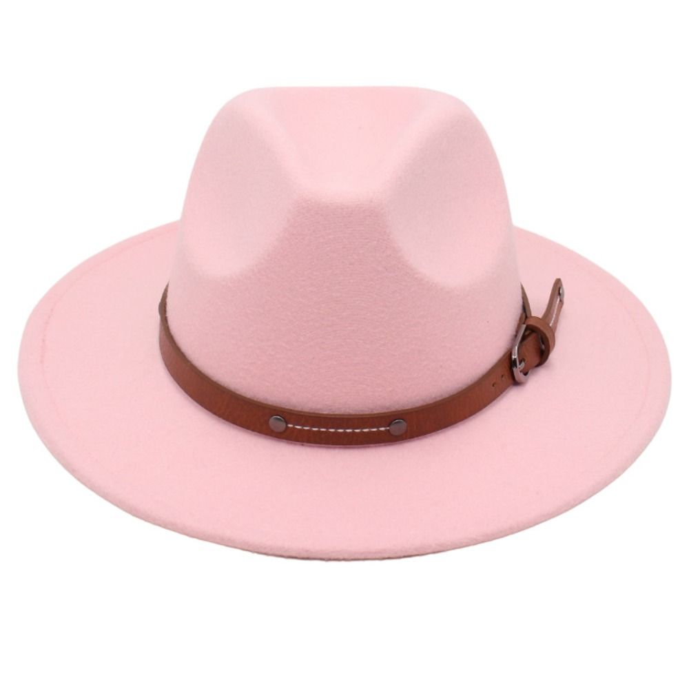 Панама с широкими полями и пряжкой ремня, ковбойская кепка, модная фетровая шляпа Fedora для мужчин и женщин