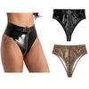 Women Wet Look Latex Panties PVC Leather Latex Shorts Sexy Underwear Zipper Crotch Briefs Erotic Sexy Lingerie Panties Clubwear