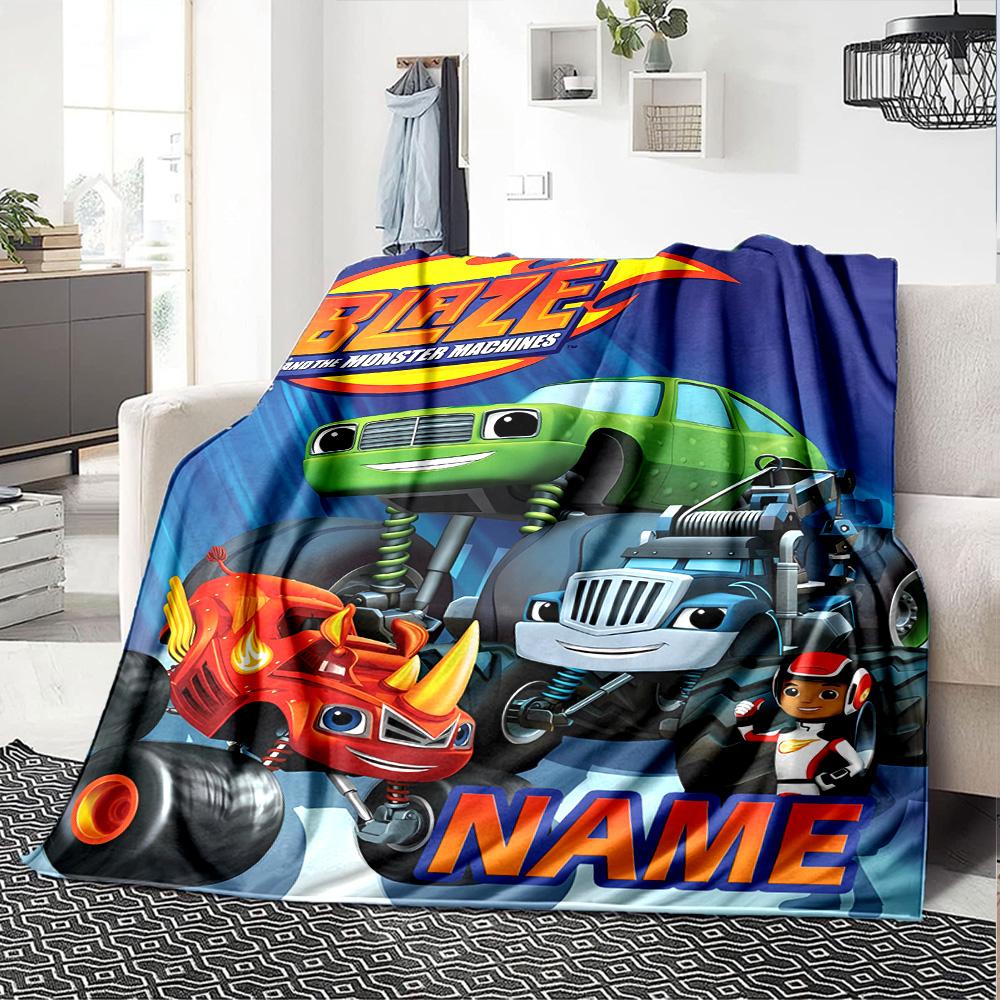 Customizable Blaze and the Monster Machines1 Throw Blanket – Personalized Name, All-Season Cozy Snug Blanket, Machine Washable, Personalized Blanket