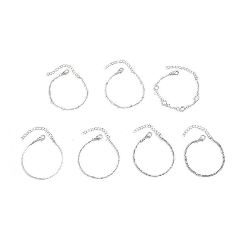 Новые простые и универсальные геометрические украшения из тонкой цепочки для женщин, смешанная и сочетающаяся цепочка «змеиная кость», цепочка «коробка», браслет с кристаллами.