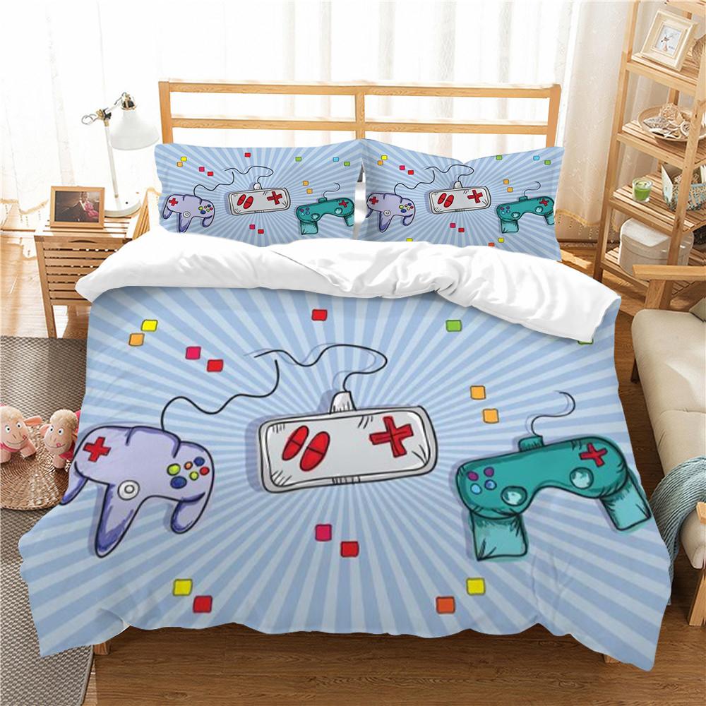Fashion 3D Gamepad Bedding Suit Quilt Cover Bed Set Home Bedroom Bed Decor Microfiber Soft Pillowcase Kids Gift