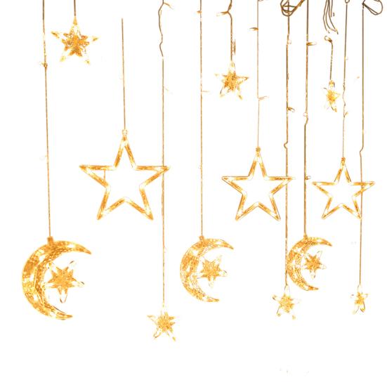 Светодиодный гирляндный светильник Fairy Star Moon с регулируемой яркостью, несколько режимов освещения, декоративный светильник с питанием от USB, декор для окон и стен