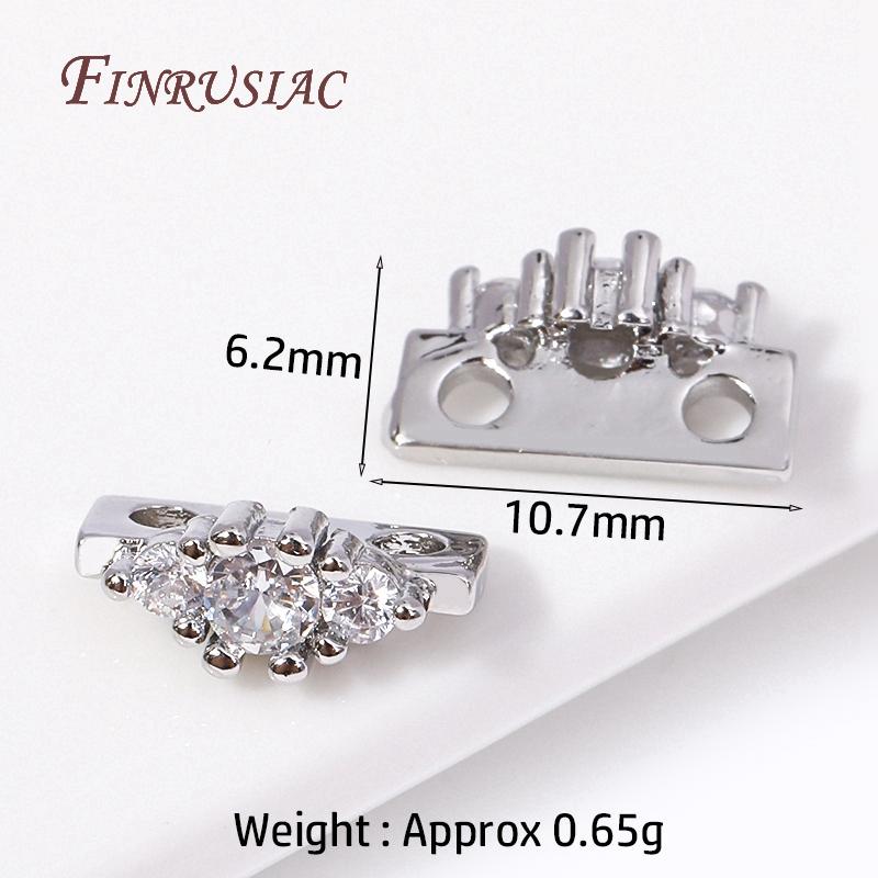 18K Gold Plated 2/3 Hole Separators For Beads,Inlaid Zircon Beads Separators,Handmade Decorative DIY Beading Jewelry Materials