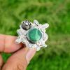 925 Silver Natural Russian Malachite Solitaire Bezel Wedding Flower Ring Jewelry