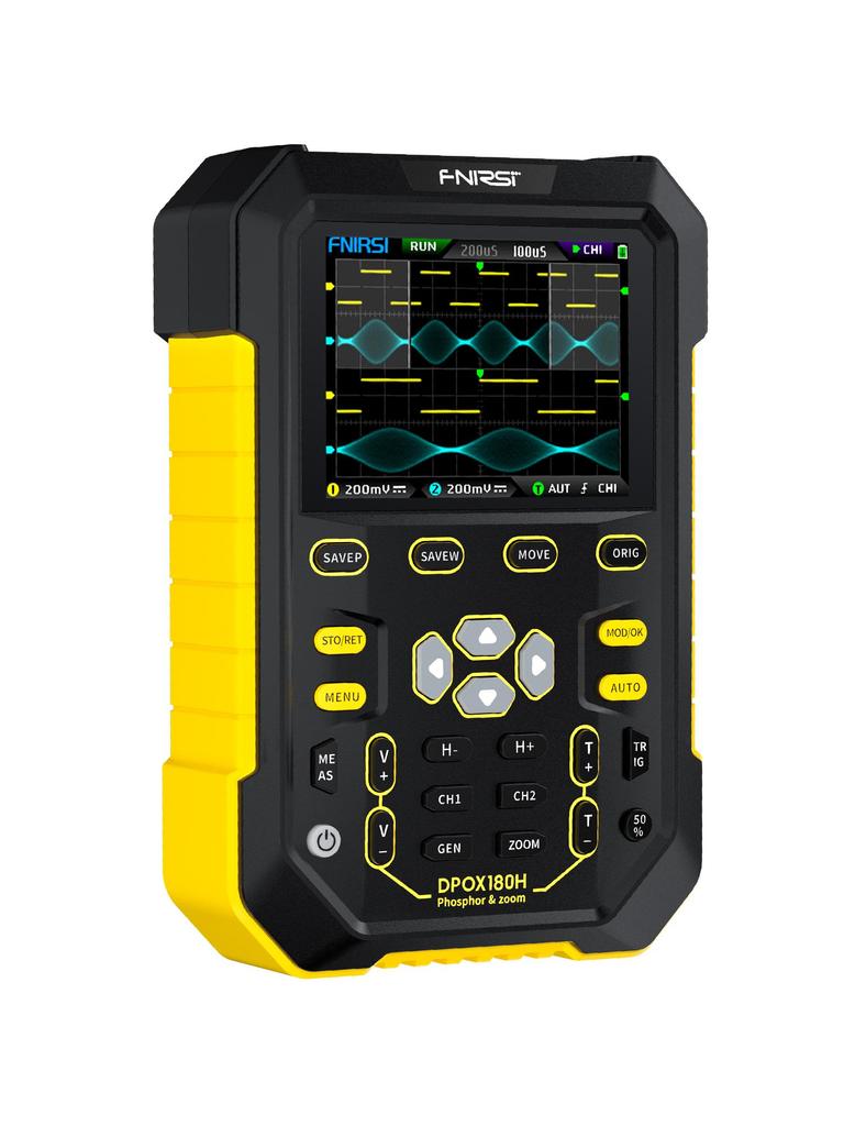 FNIRSI DPOX180H Handheld Dual Channel Digital Oscilloscope 180MHz-3DB 2 In 1 Function Signal Generator Fluorescence Display ZOOM