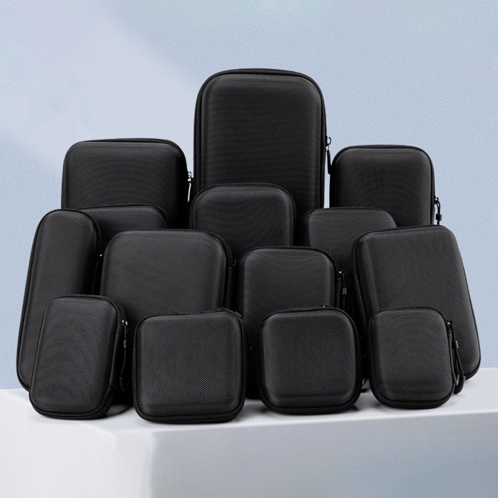 Мини-чехол на молнии для наушников Черный Защитный чехол-органайзер EVA Коробка для хранения Цифровые аксессуары