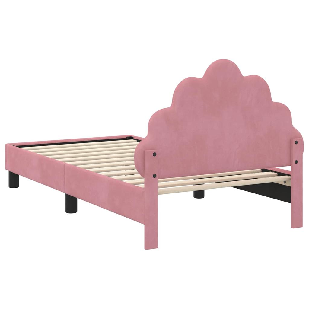 Children s Bed Frame with Headboard Pink 80 x 160 cm Velvet