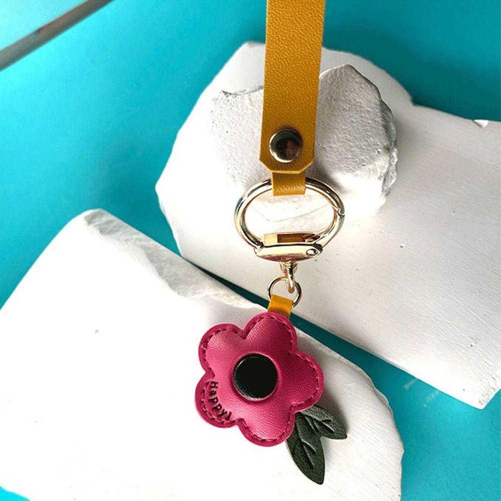 Multi-color Flower Keychain Tassels Flower Bag Pendant Cute PU Leather Key Ring  Couple