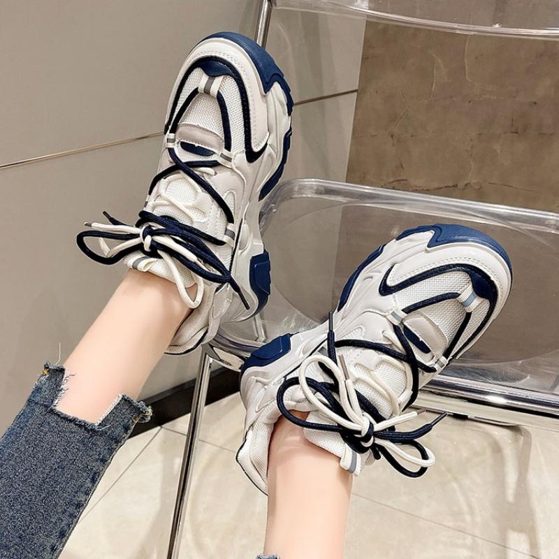 Модная женская обувь 2024 года, новая модная дышащая сетчатая универсальная повседневная обувь, женская обувь на шнуровке, на платформе, кроссовки для женщин, Zapatos Mujer