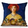 World Famous Painting Home Decorative Sofa Pillow Case Pre-Raphaelite Young Lady Vanity Oil Painting Art Linen Cushion Cover