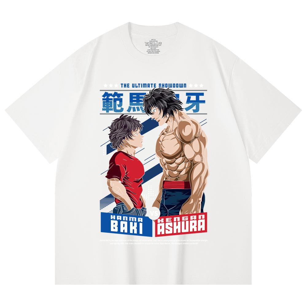 230 г/м² 100% хлопок Baki V2 Baki Ashura Принт Унисекс Тяжелая хлопковая футболка