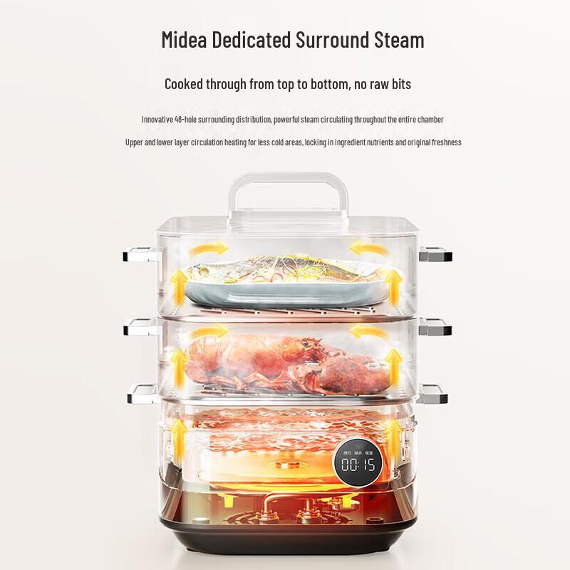 Midea Steaming Magic Cube 3-Layer Multi-functional Electric Steamer CN plug (adapter included)