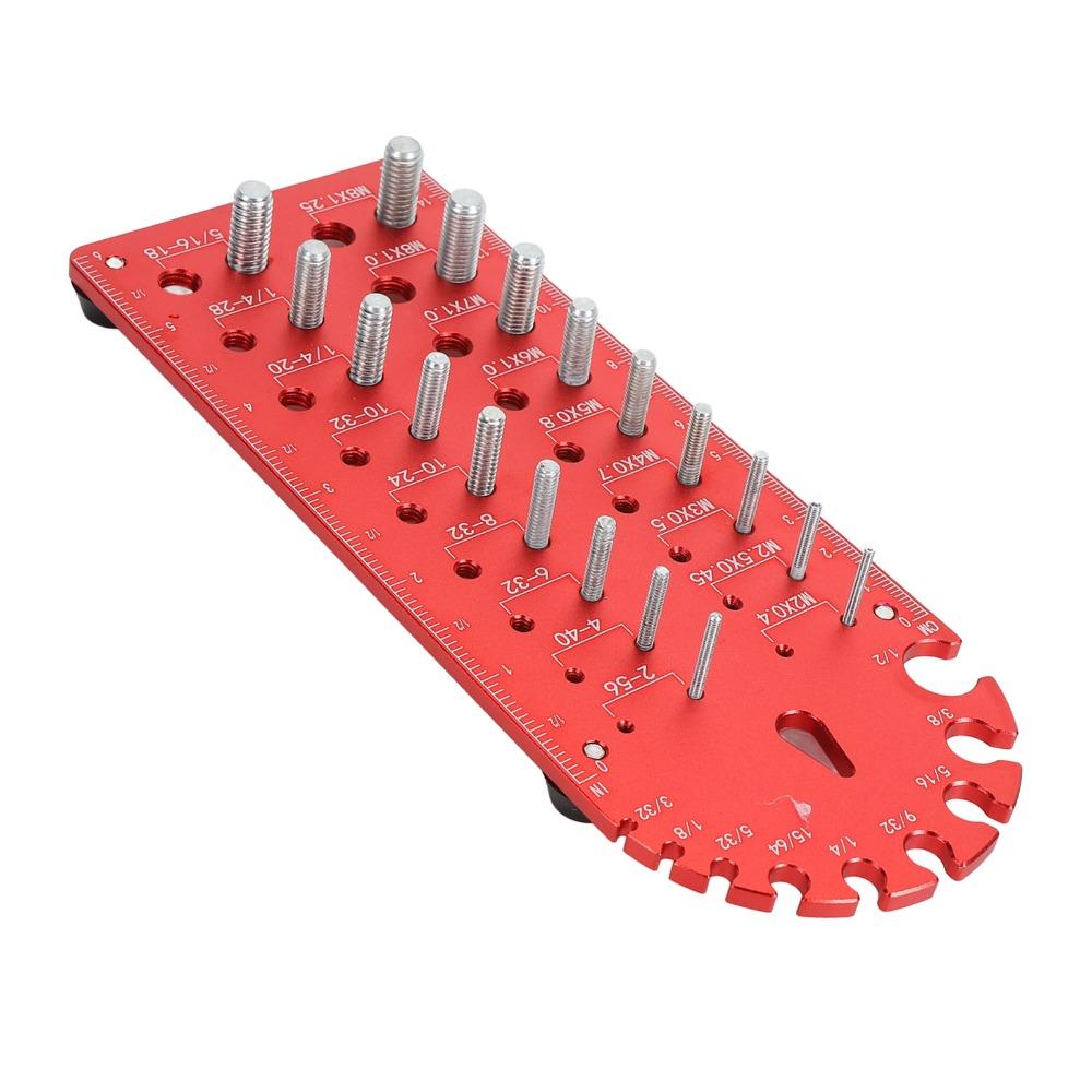 Red Thread Checker Gauge Aluminum Alloy Nut and Bolt Thread Checker Durable Screw Thread Gauge DIY