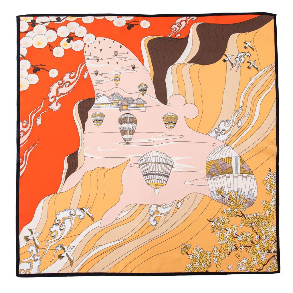 Mulberry Silk Scarf New Retro Winter Beautiful Ginkgo Printing Four Seasons Shawl Sunscreen Dual-purpose