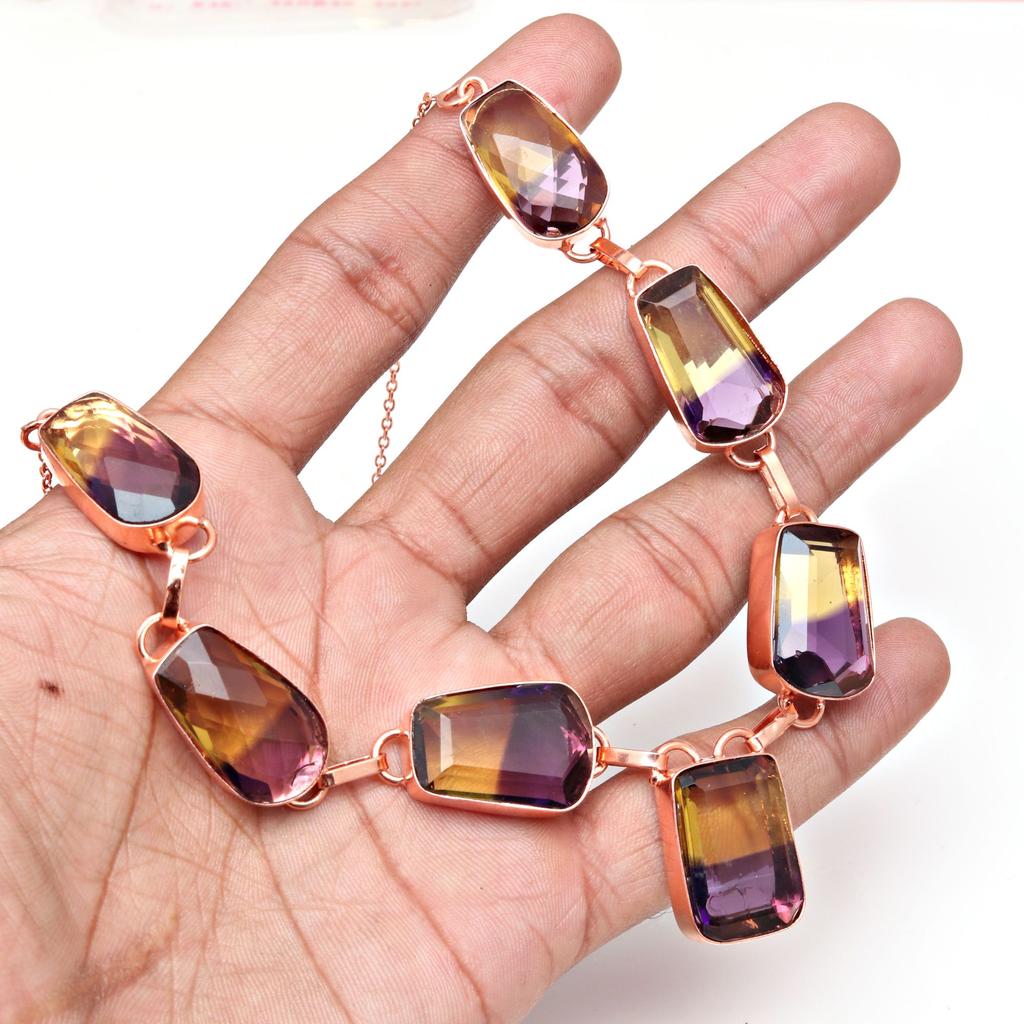 Necklace Bio-Tourmaline Quartz 14 Ct Gold Plated Silver Jewelry 18-20''