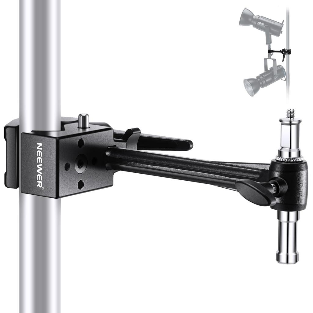 NEEWER Super Clamp with 15cm Extension Arm for Round and Flat Pole and Jaw Club Pole Clamp for Camera and Smartphone Photography Studio Camera