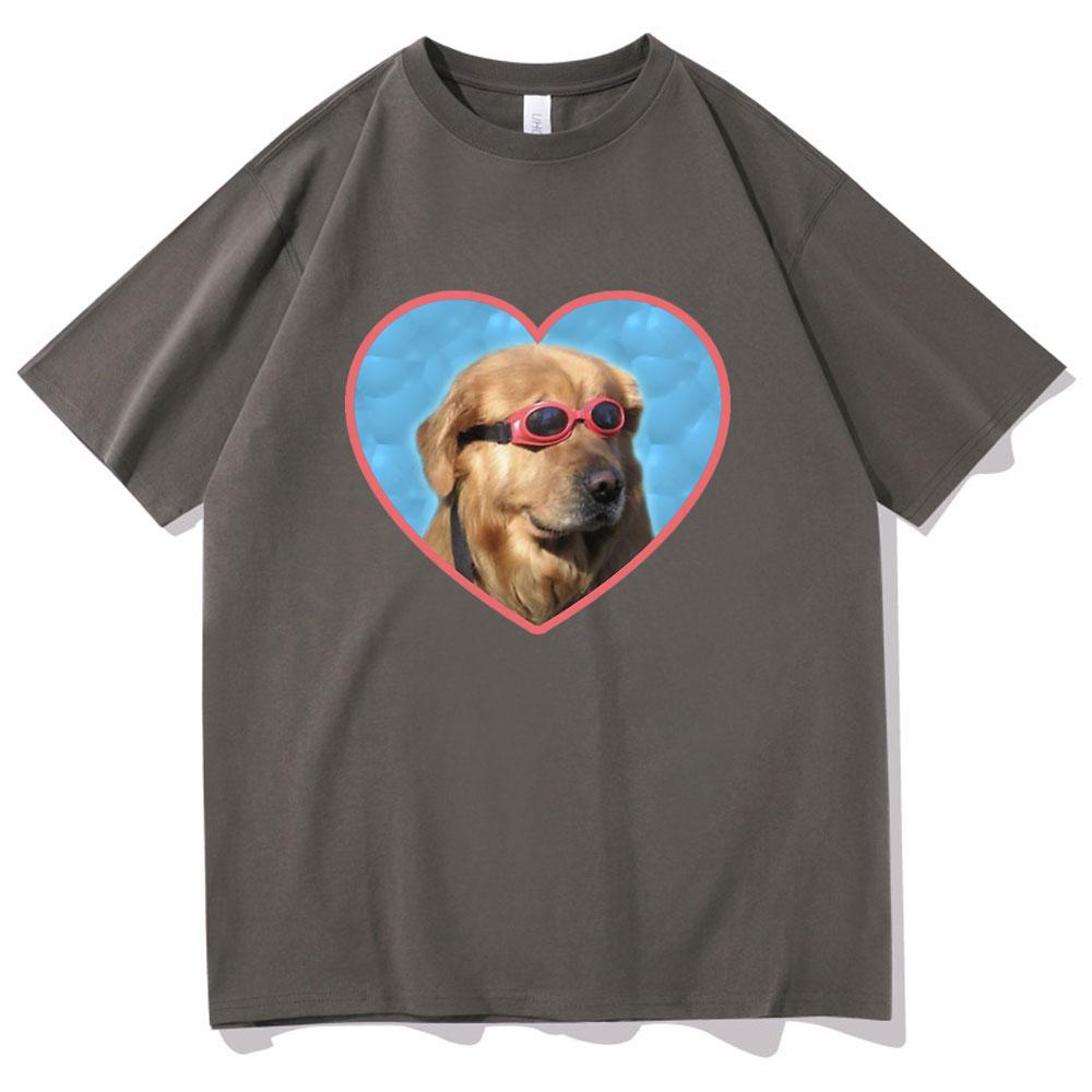 Doggo Golden Retriever Love Sunglasses Print Tshirt Swimmer Dog Graphic Tshirts Funny Unisex Women Fashion Casual T Shirt Unisex