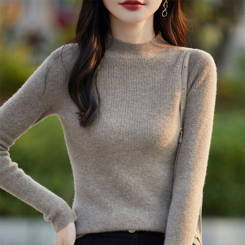 DAFIFY Women's Fashion Casual Fall Winter Solid Color Print Long Sleeve Half Turtleneck Sweaters