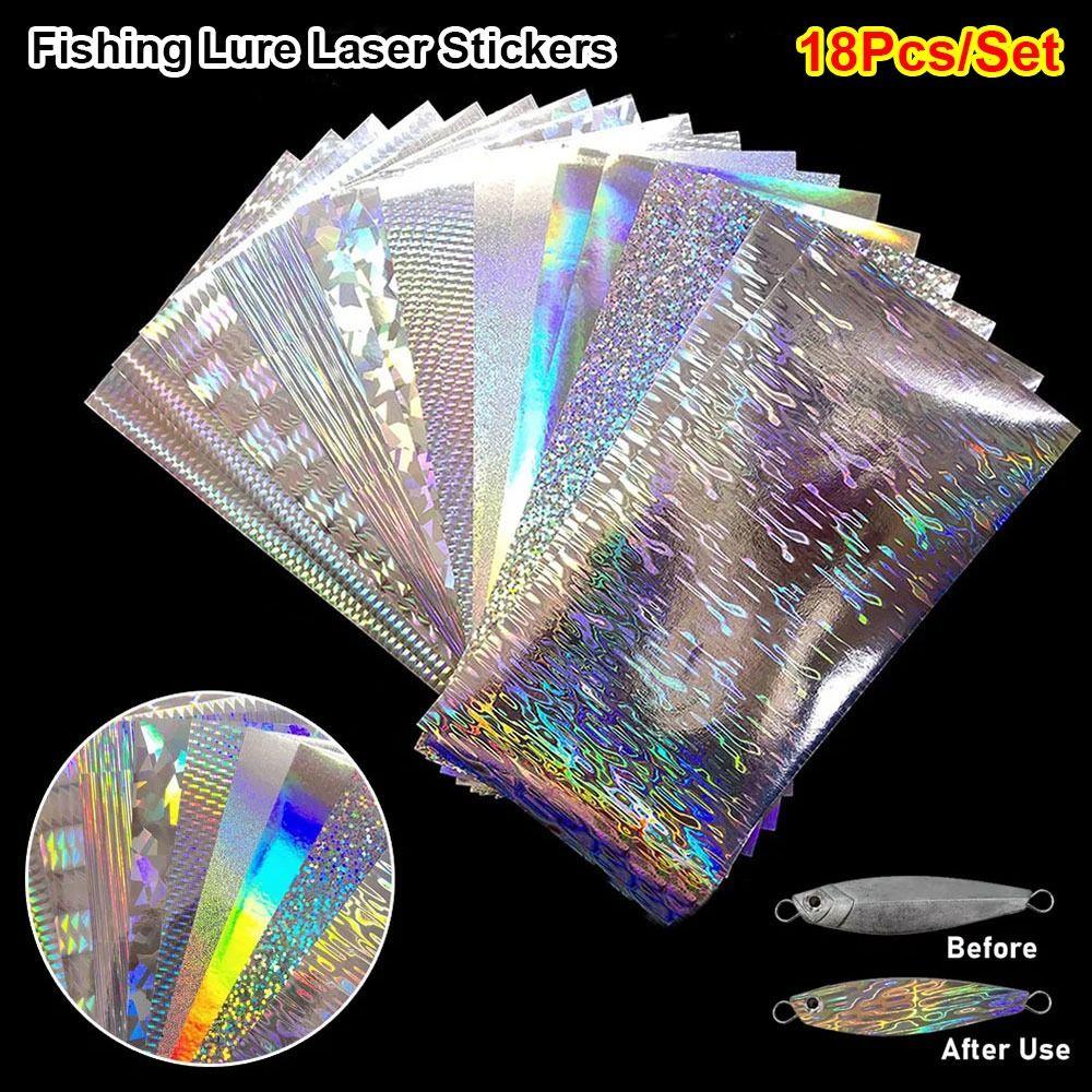 18Pcs/Set Waterproof Fishing Lure Tape Reflective Colors Fish Skin Stickers  Flasher/Lure