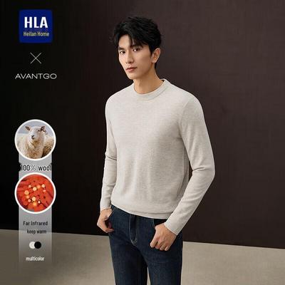 HLA Мужской классический свитер с круглым вырезом, 100% шерсть