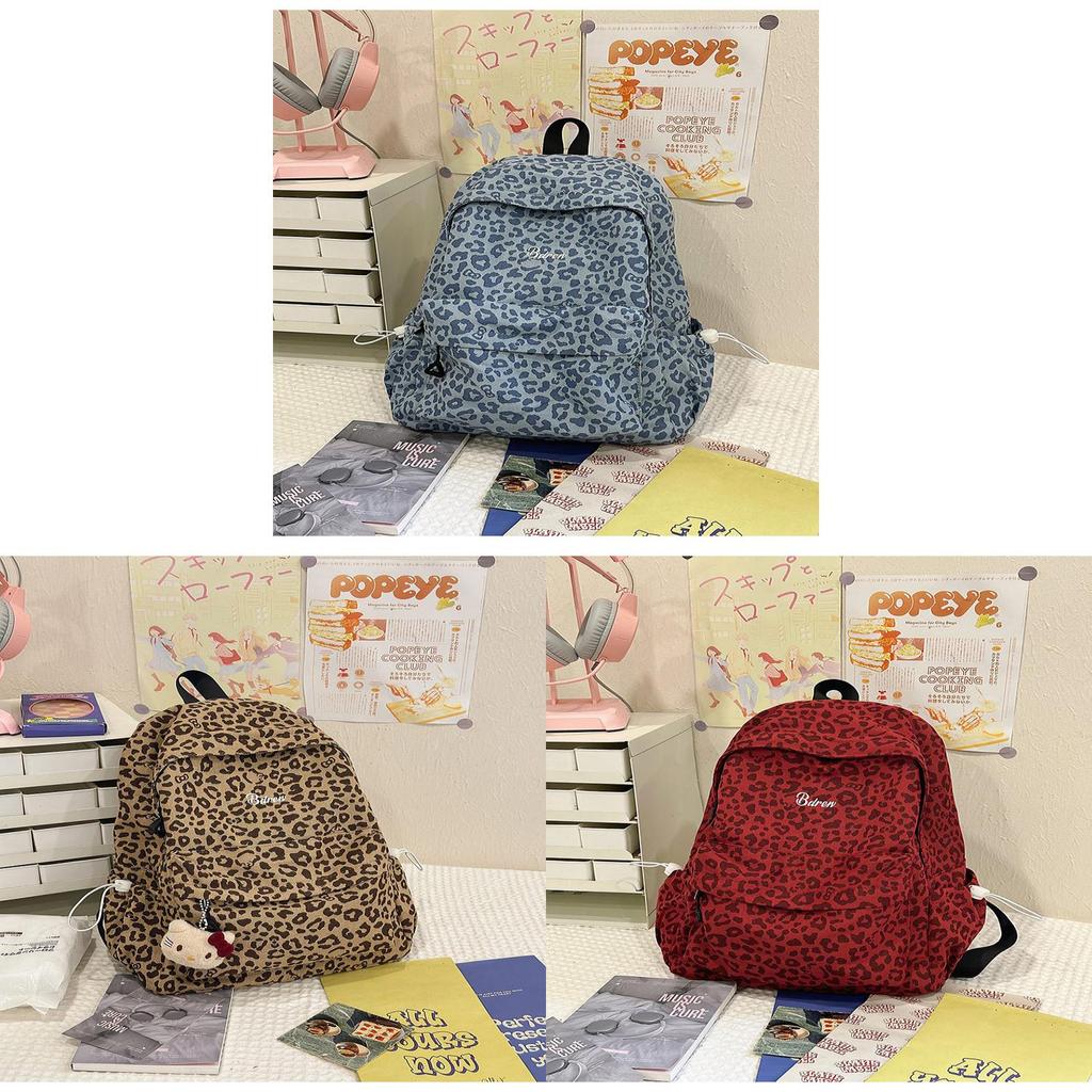 Style Leopard Print Backpack For School Girls With Canvas And Laptop Pocket