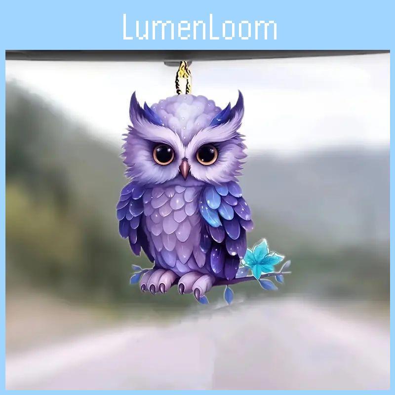 Charming Acrylic 2d Owl Hanging Ornament Cute Cartoon Car Interior Decoration