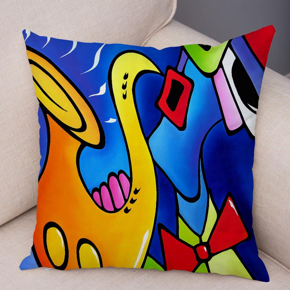 Домашний декор, абстрактная живопись, наволочка, декор в скандинавском стиле, красочная наволочка с принтом мультяшной девушки