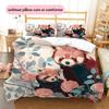 Pink Red Panda Pattern Bedding Home Decoration Birthday Gift (1 * duvet cover + 2 * pillowcase, without core)
