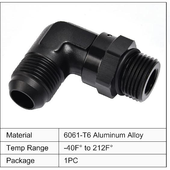 EVIL ENERGY 8AN Flare to 8AN ORB Male Swivel Adapter Fitting 90 Degree Black