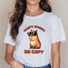 New Fuuny Capybara Don'T Worry Be Capy Letter Printed Unisex Men'S And Women'S Fashion Short Sleeve Casual Summer Tops Tees
