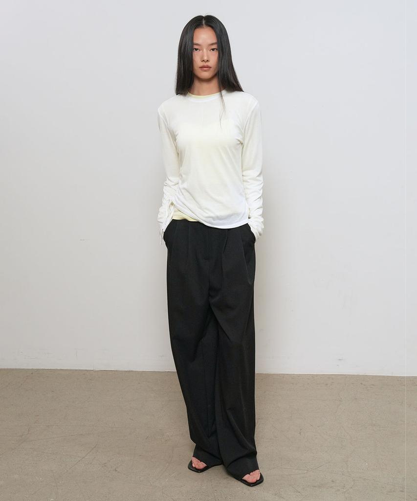 GENERALIDEA Shirred Long Sleeve T-Shirt [White] / Gf2Lts517