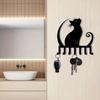 Винтажная вешалка для ключей «Черный кот» с 7 крючками, настенное крепление, силуэтный дизайн для прихожей, спальни, подарок для любителя домашних животных
