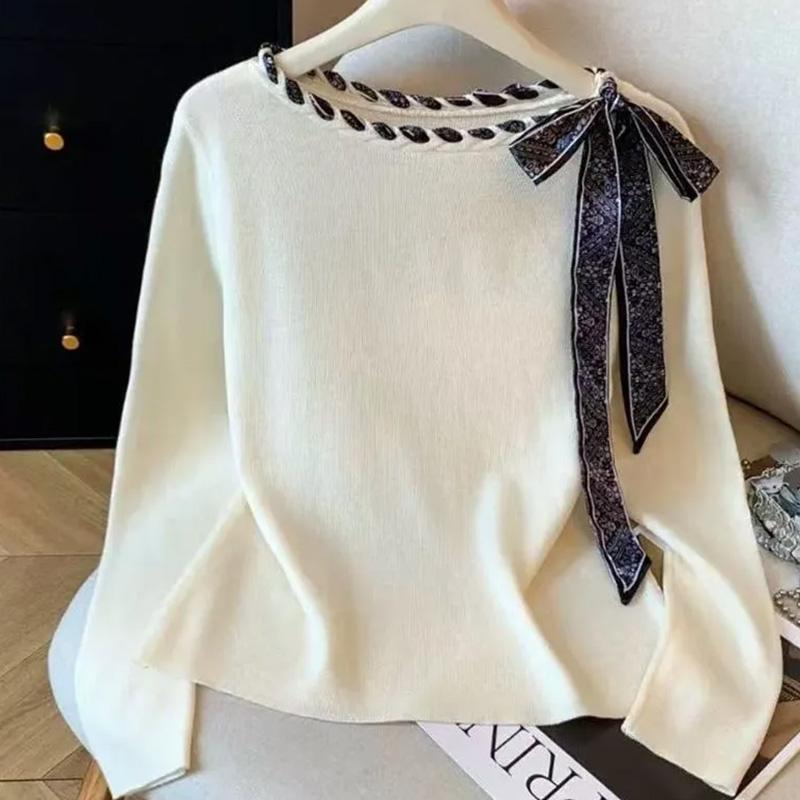 Свитер для женщин Осень Зима Утепленный Пуловер Теплый Эластичный С длинным рукавом Вязаный Джемпер Топы с круглым вырезом