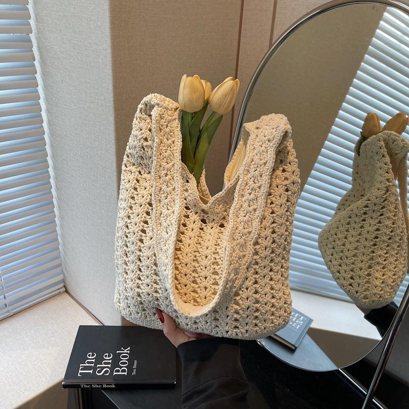 Woven Bag Women's Large-capacity New Casual Shoulder Armpit Bag Knitted Seaside Vacation Beach Bag