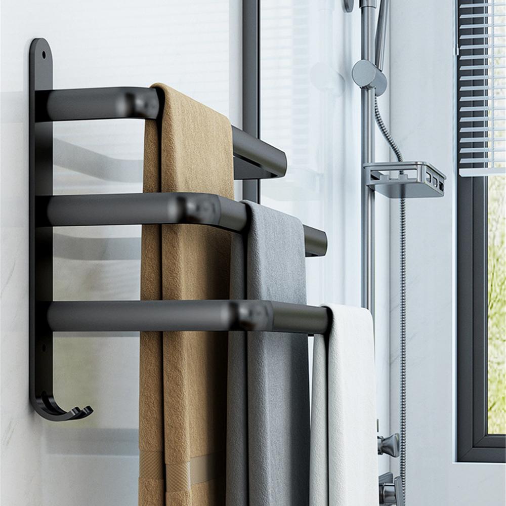 Bathroom Towel Rack 3 Layers Drill Towel Holder Shower Rack Aluminum Alloy Storage Shelf Bathroom