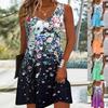 Летние женские повседневные платья без рукавов с цветочным принтом