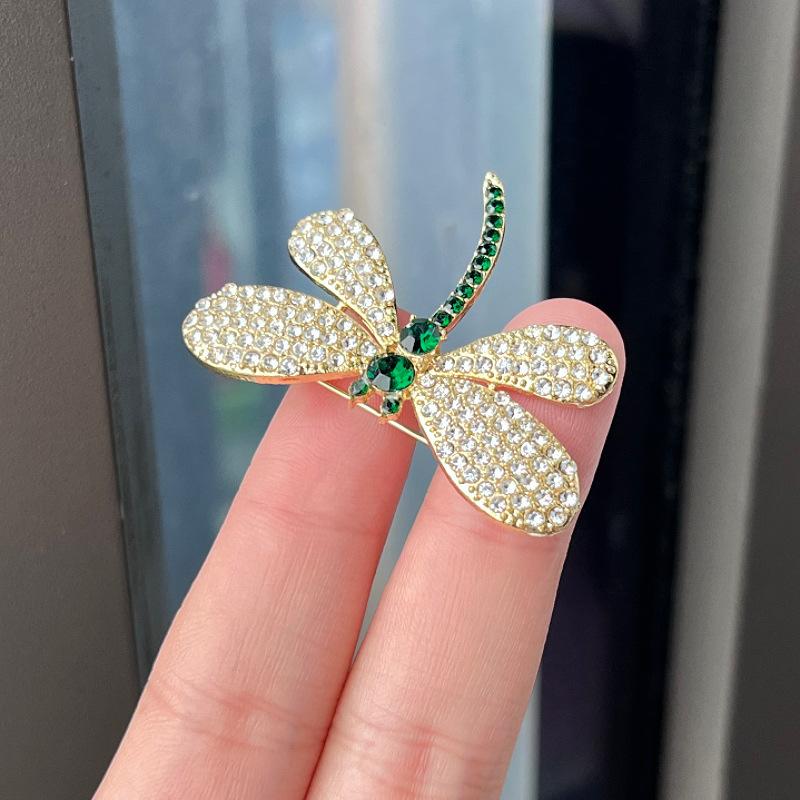 Женская брошь с бриллиантовой стрекозой, модный темпераментный корсаж, фиксированная булавка для блейзера, аксессуары для одежды, пряжка для воротника