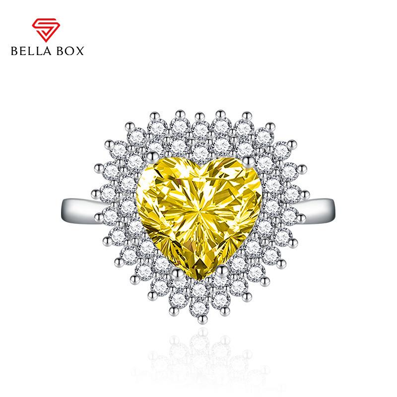 BELLA BOX Classic Love Heart Opening Resizable Rings For Women Zircon Engagement Party Fine Jewelry Gift