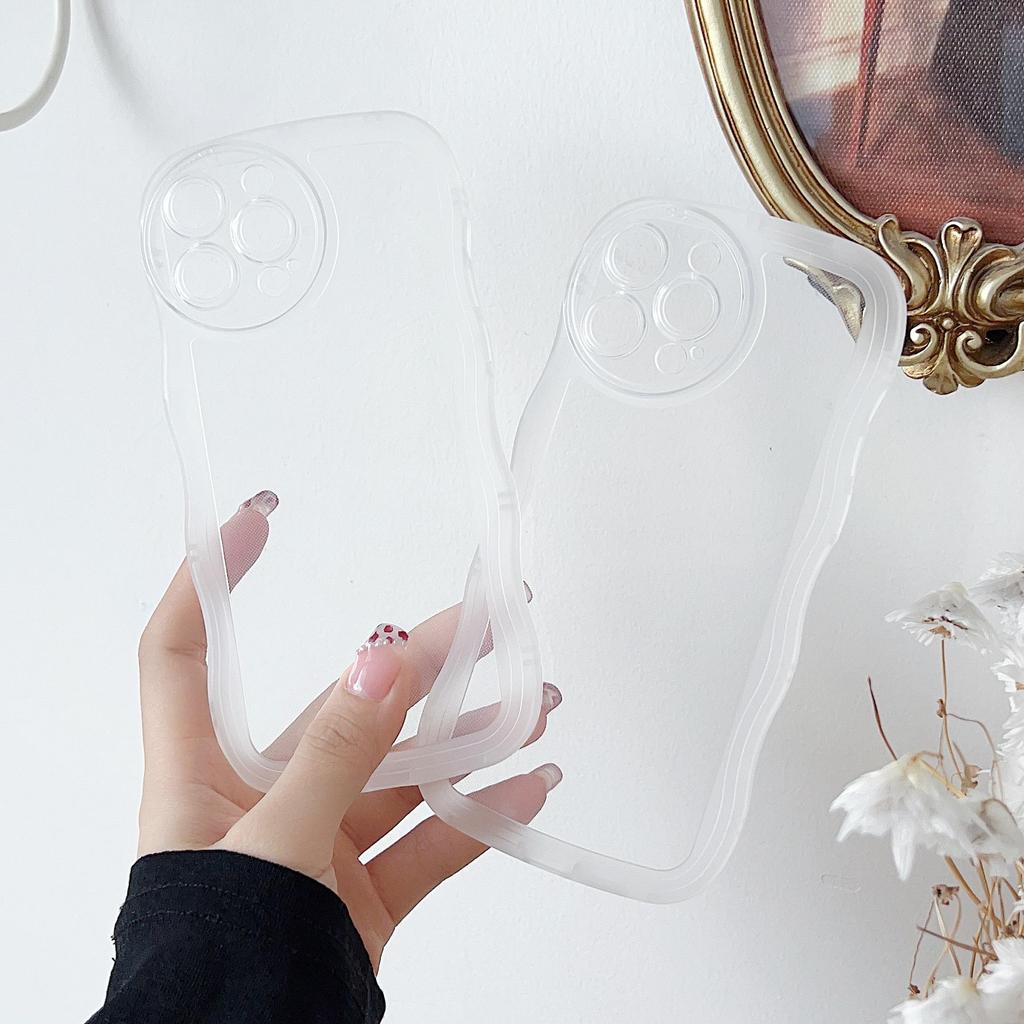 Прозрачный силиконовый чехол с волнистым краем для Xiaomi Redmi Note 10 11 12 iPhone 15 14 13 Samsung A14 A24 A34 A54 Funda Clear Soft TPU Cover Phone Bumper