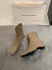 French commuter temperament soft leather square head thin elastic thin boots autumn and winter short boots women's thick heel medium heel Martin boots