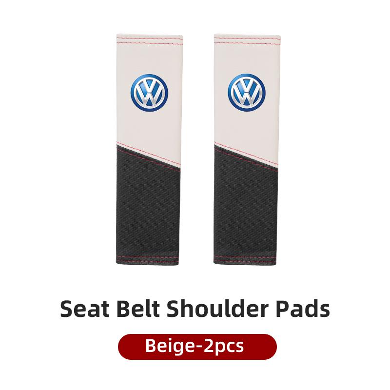 CUP1 Car Seat Belt Cover Safety Belt Two-colour Splicing Shoulder Protection Pads For VW Tiguan CC Jetta Polo Passat T-ROC Touareg