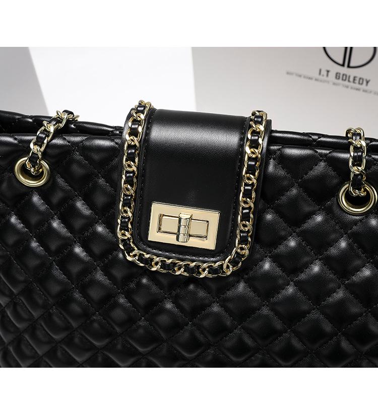 2022 Женская сумка-тоут из натуральной кожи большой вместимости с цепочкой