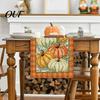 Скатерть-дорожка для столовой, Thanksgiving Harvest Runner, Лен с принтом Осенние тыквы и кленовые листья, Длинный флаг, Сезонное декоративное украшение для дома