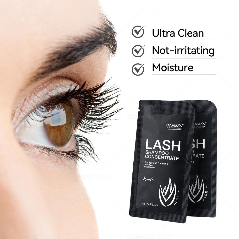 DAMMAN Aloe Lash Shampoo Concentrate 7.5ml Eyelash Extension Cleanser Deep Cleaning
