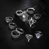 Vintage Starry Sky Gem Carved Diamond 11-Piece Ring Set