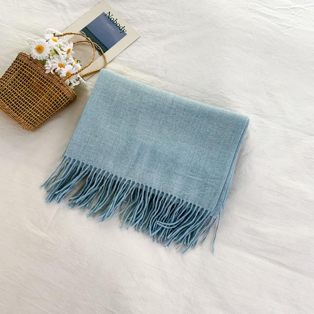 Cashmere Hand Feel Autumn And Winter Solid Color Scarf Women'S Thick Tassel Simple And Versatile Soft And Warm Imitation Cashmere Shawl