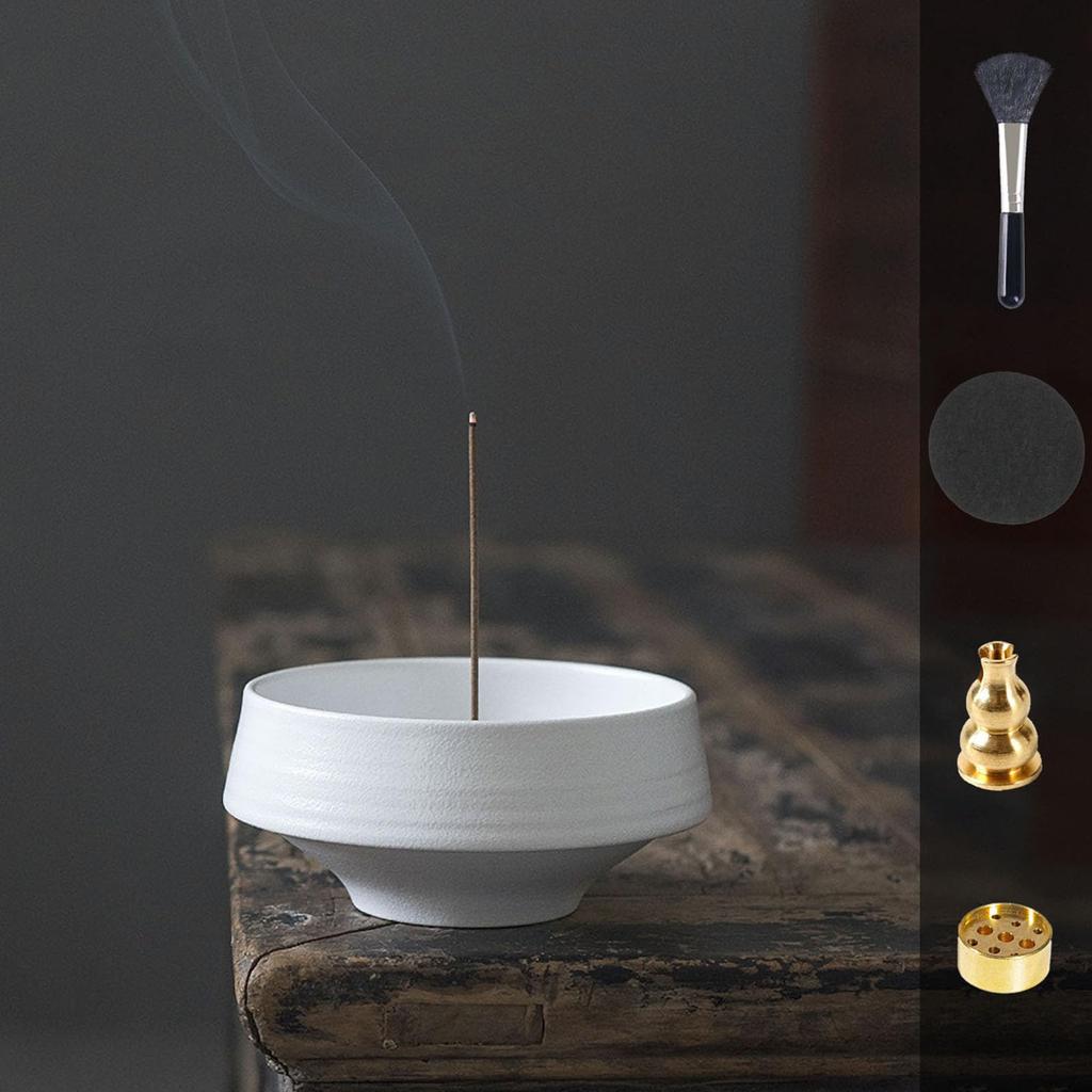 Nannlia 13cm Diameter Ceramic Incense Burner, Stylish, High-Quality, Japanese-Style Interior Decor for Buddhist Altars